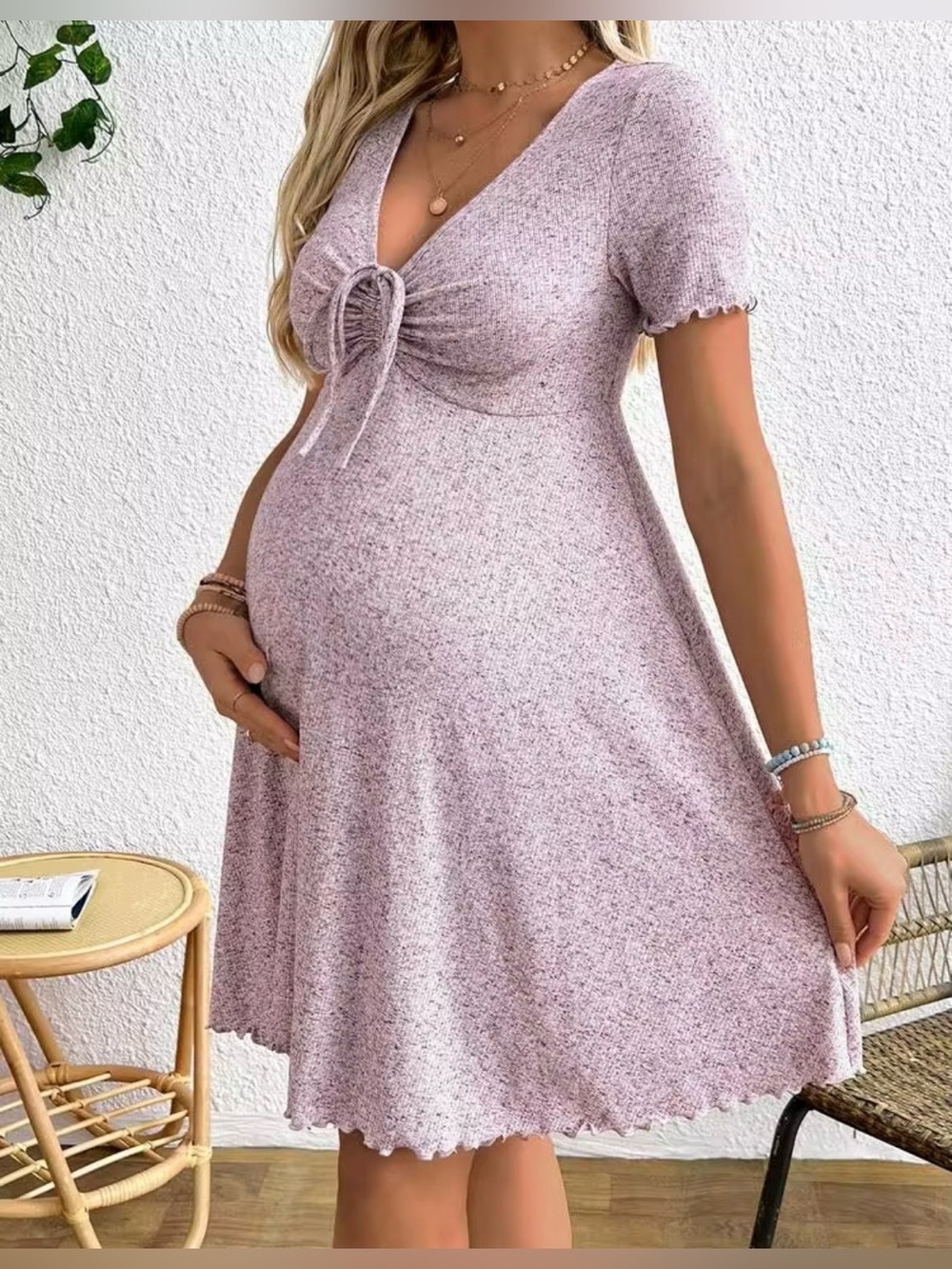 SHEIN Maternity Pink Short Sleeve Dress